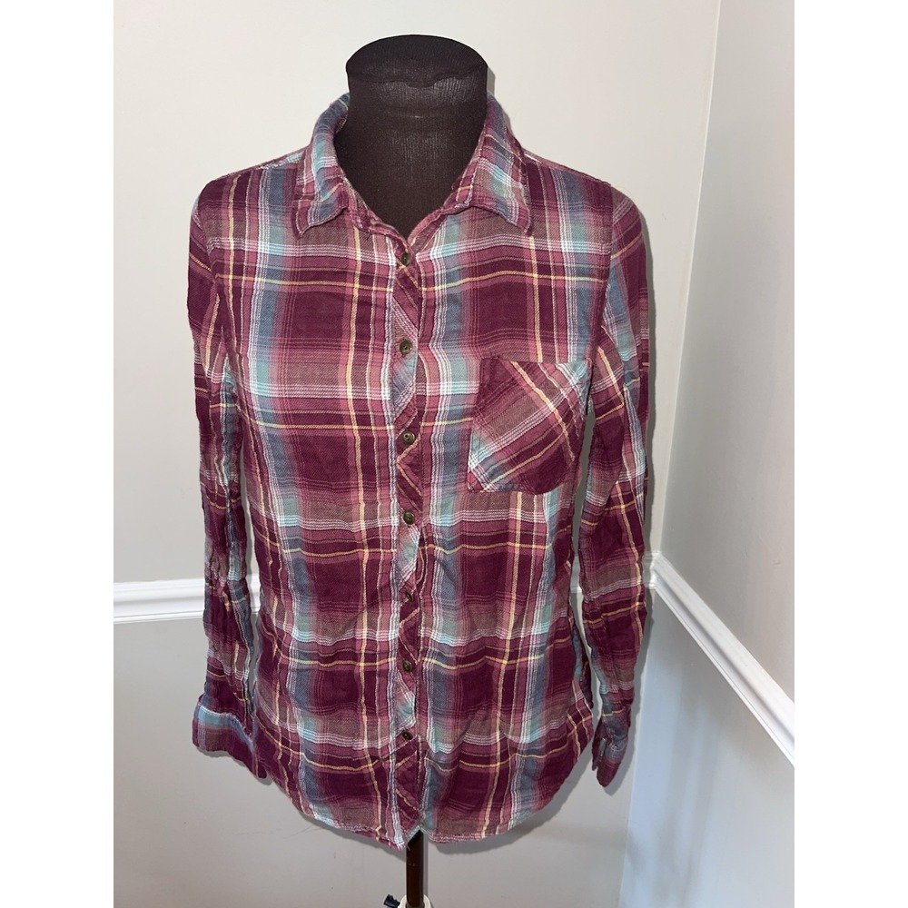Maurices‎ Womens Flannel Button Front Shirt Sz M